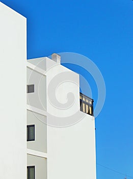 Modern building with steel blue sky in the backgrund