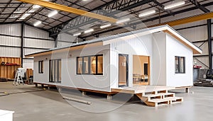Prefabricated house construction, modular home building and modern housing Generative AI
