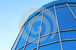 Modern building with tinted windows. low angle view