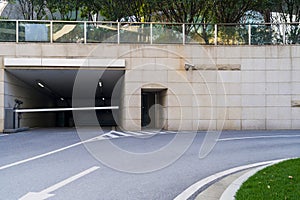 Modern building underground parking lot exit