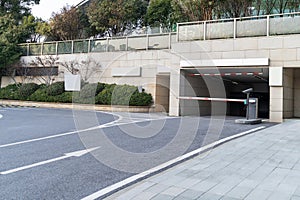 Modern building underground parking lot exit