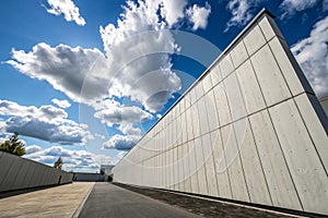 Modern building wall with blue sky