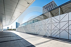 Modern building wall with blue sky