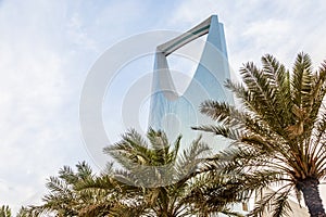 Modern buildings in the Al Olaya downtownt district with palms in the foreground, Al Riyadh photo