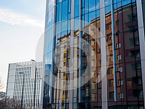 Modern buildings along via Faravelli in Milan