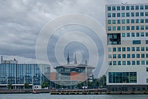 Modern Buildings of Amsterdam on the IJ Waterfront