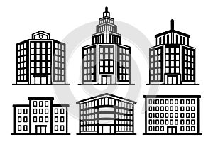 Modern Buildings and Architecture Icon Set Perfect for City Development and Construction Artwork