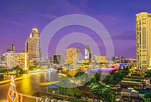 Modern buildings at Chaophaya river, Bangkok city of Thailand