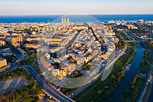 Modern buildings in the coastal residential areas of Sant Adria de Besos and Badalona. Barcelona photo