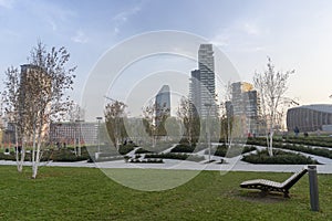 Modern buildings in Gae Aulenti square, Milan