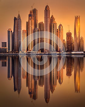 Dubai Marina bay view from Palm Jumeirah, UAE