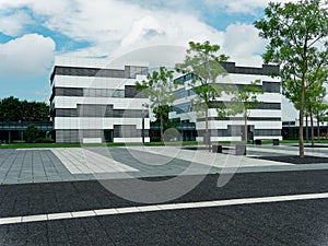 Modern buildings from the Hochschule Rhein-Waal, Kleve on a cloudy day