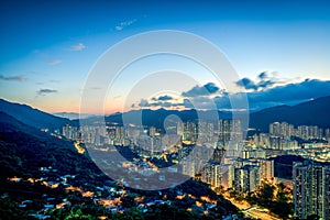 Modern buildings of Hong Kong during the sunset