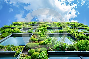 Modern buildings landscape with green trees. Sustainable built environment