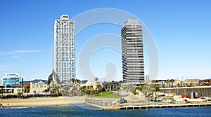 Modern buildings in the Port Olimpic, Barcelona