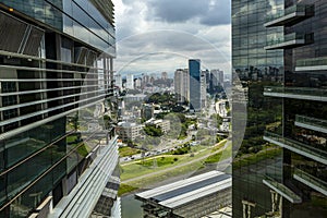 Modern buildings in Sao Paulo city on a sunny day