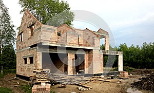 Modern bungalow under construction