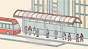 Modern Bus Station, Public Transit Hub and Urban Mobility, vector design Generative AI