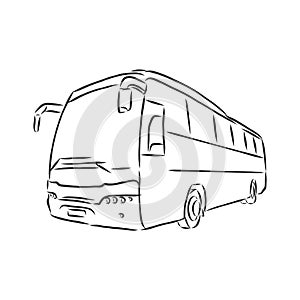 Modern bus symbol, outlined vector icon. bus vector sketch illustration