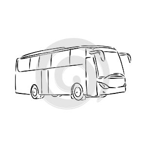 Modern bus symbol, outlined vector icon. bus vector sketch illustration