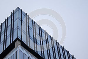 Modern Business Buildings. Close-up of Urban Gray High-rise Building. High-rise Building