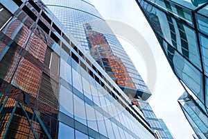 Modern business buildings. The exterior of the building is made of metal and glass. Moscow