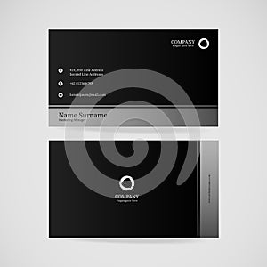 Modern business card template in black, elegant name card design vector illustration.