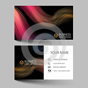 Modern business card template design. Inspiration from the line abstract. Pink and black color on gray background illustration. Gl