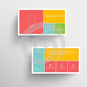 Modern business card template with flat mobile user interface