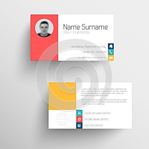 Modern business card template with flat user interface