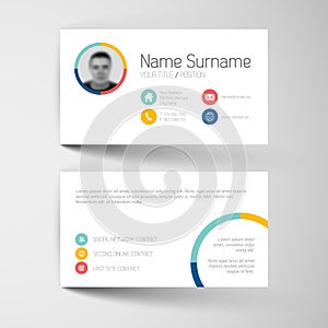 Modern business card template with flat user interface