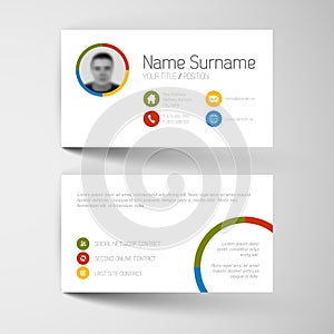 Modern business card template with flat user interface