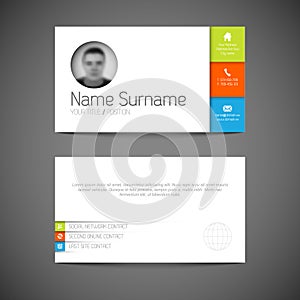 Modern business card template with flat user interface