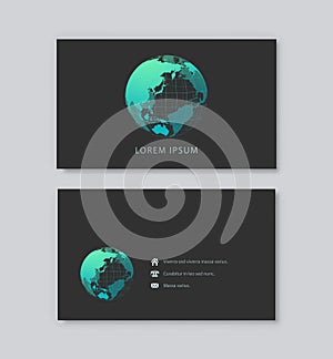 Modern business card template. Globe sign Vector design