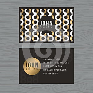 Modern business card template in golden abstract background. Abstract pattern. Printing design template.