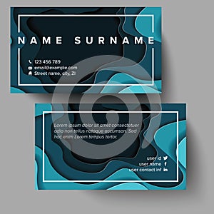 Modern business card template with papercut background