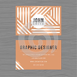 Modern business card template in stripes background. Printing design template.