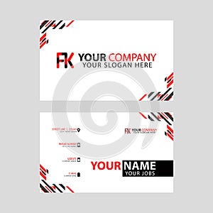 Modern business card templates, with FK logo Letter and horizontal design and red and black colors.