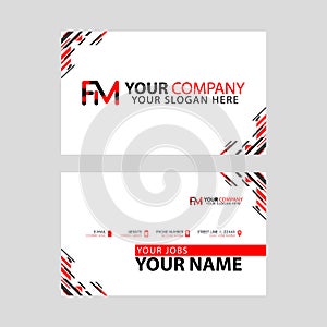 Modern business card templates, with FM logo Letter and horizontal design and red and black colors.
