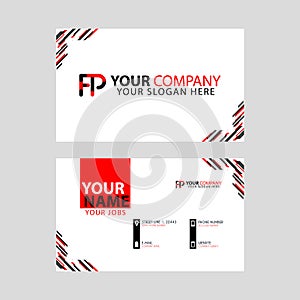 Modern business card templates, with FP logo Letter and horizontal design and red and black colors.