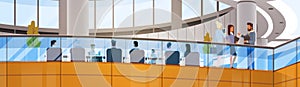 Modern Business Center Office Building Businesspeople Working Meeting Interior