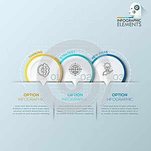 Modern business circle origami style options banner. Vector illustration.