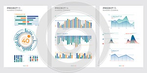 Modern business elements charts in color. Vector illustration.