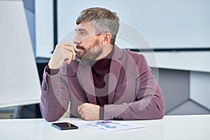 Modern Business Expert Listening in Meeting