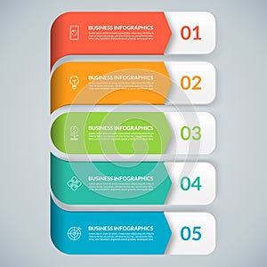 Modern business infographic options banner. Vector template with 5 steps.