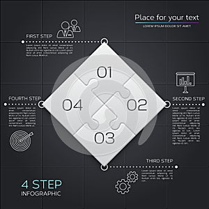 Modern business infographic for your presentation. Four puzzle pieces. Vector.