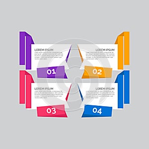 Modern Business infographics template with 4 steps, options. Info-graphic multi-color design element for presentation, workflow