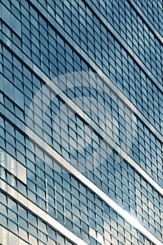 Modern business office building blue glass windows