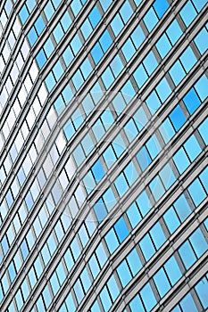 Modern business office building blue glass windows