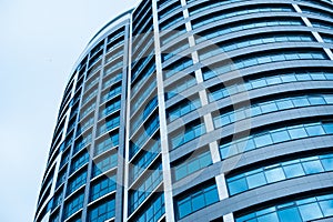 Modern business office skyscrapers, looking up at high-rise buildings in commercial district